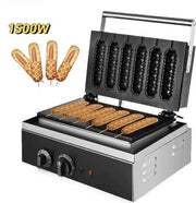 Wafel e Wurst Maker - Macchina per Hotdog - 6 Wurste - Superficie antiaderente - Acciaio inossidabile - Nero