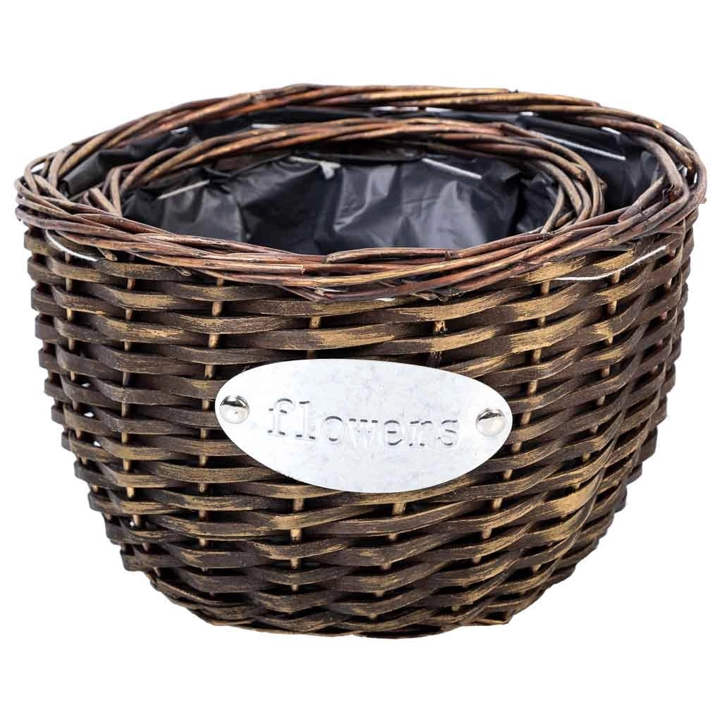 Set di 2 cestini in vimini marrone