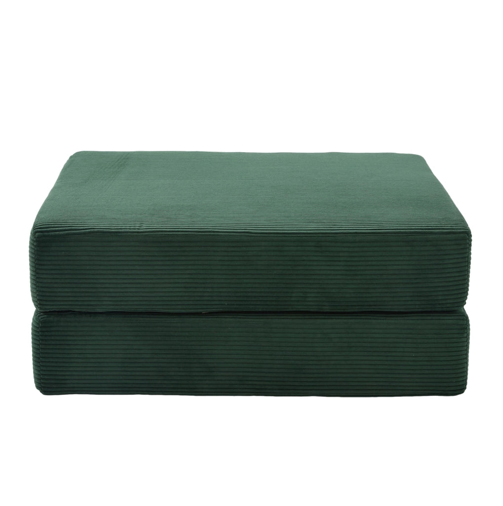 Pouf poggiapiedi pieghevole convertibile in letto singolo; in corduroy verde smeraldo 109x95x43 cm