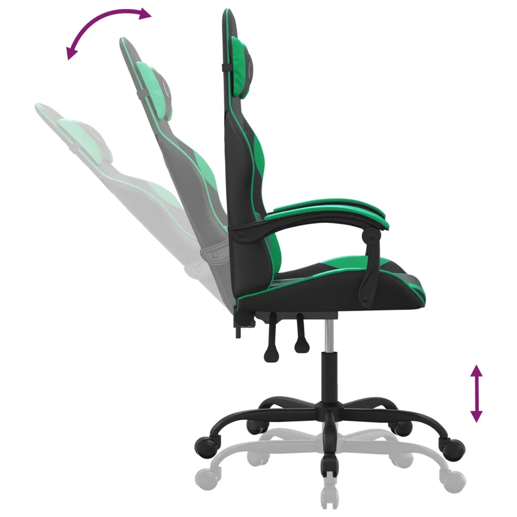 Sedia da Gaming | Sedia da e-sports Girevole Nera e Verde in Similpelle