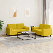 Set di Divani 2 pz con Cuscini Giallo in Velluto 3202000