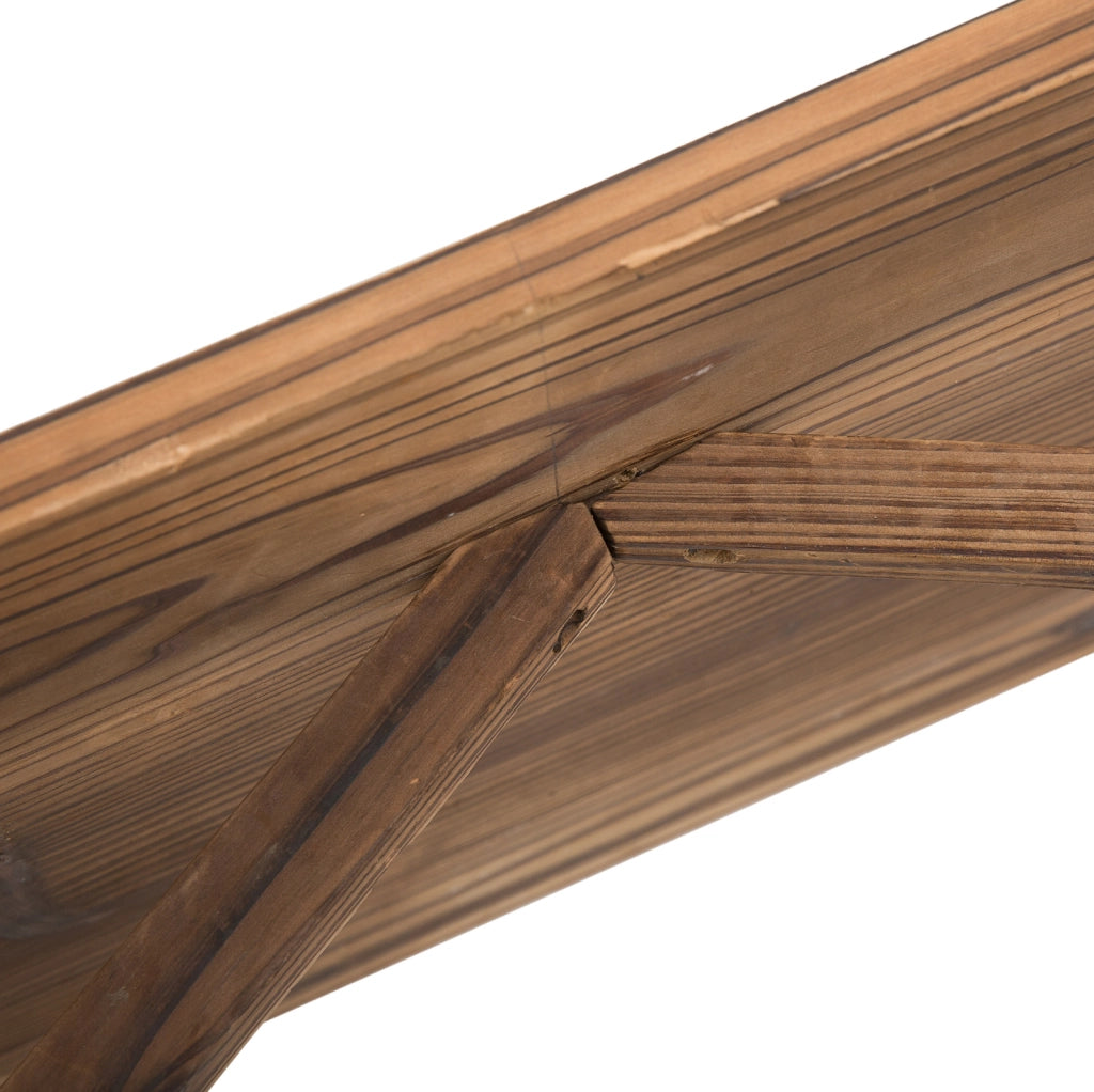 Panchina da giardino in legno massello; braccioli a ruota di carro; 114 x 58 x 80 cm; marrone scuro
