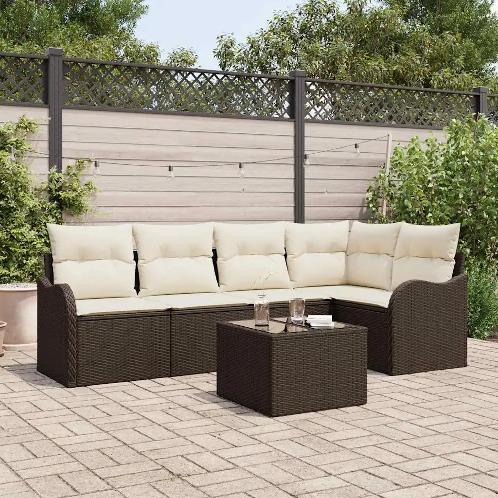 Set Divano da Giardino 6 pcs Marrone polyrattan