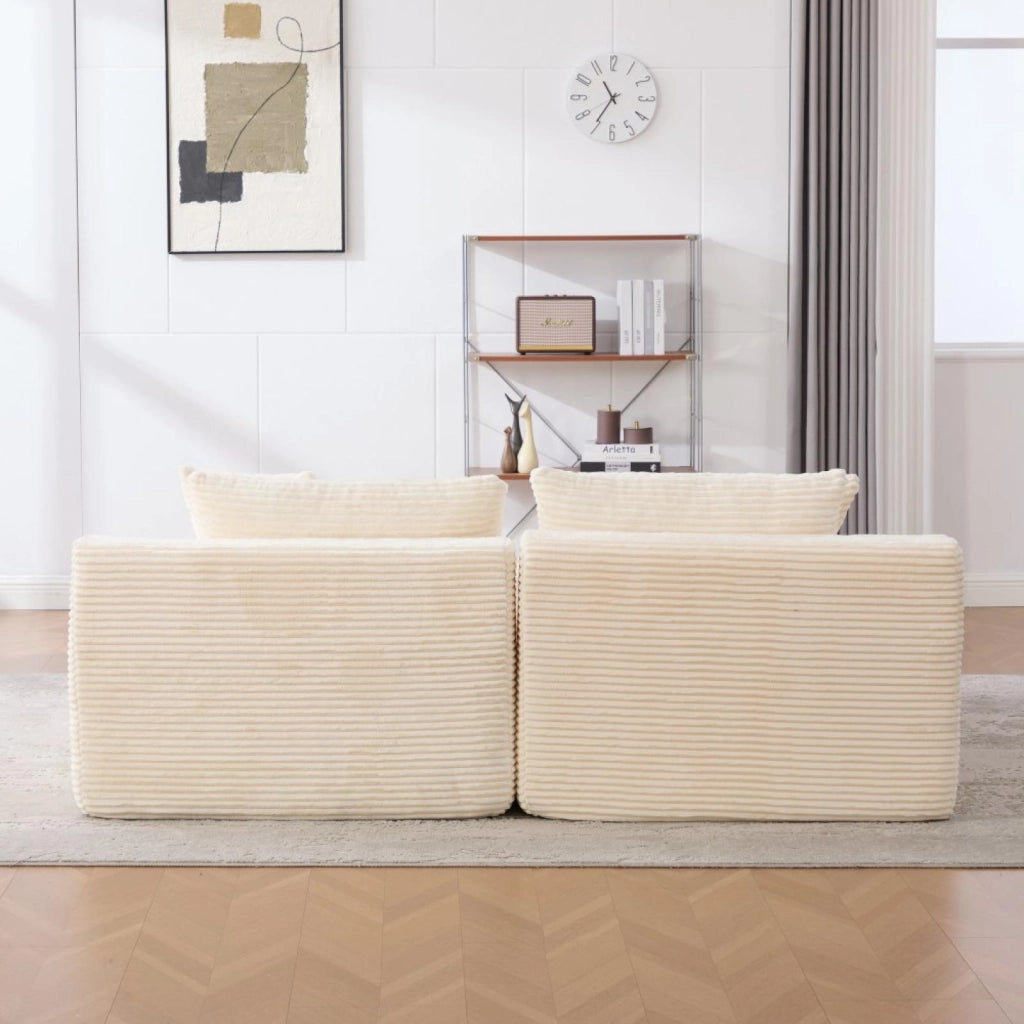 Divano modulare, divano compatto, divano in chenille, schiuma ad alta elasticità 30D, base antiscivolo, 2 posti, beige
