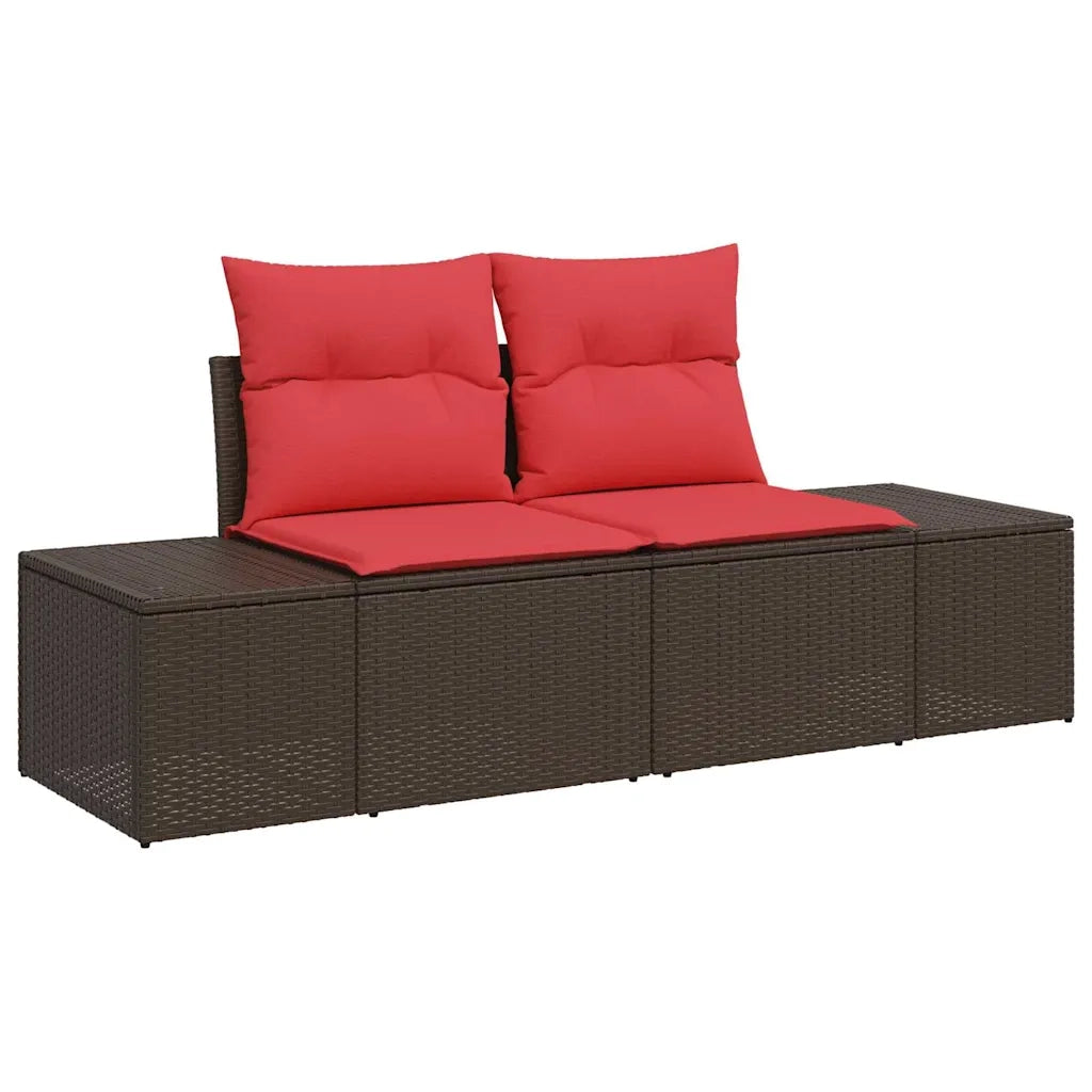 Set Divano da Giardino Marrone e Rosso polyrattan 3355723