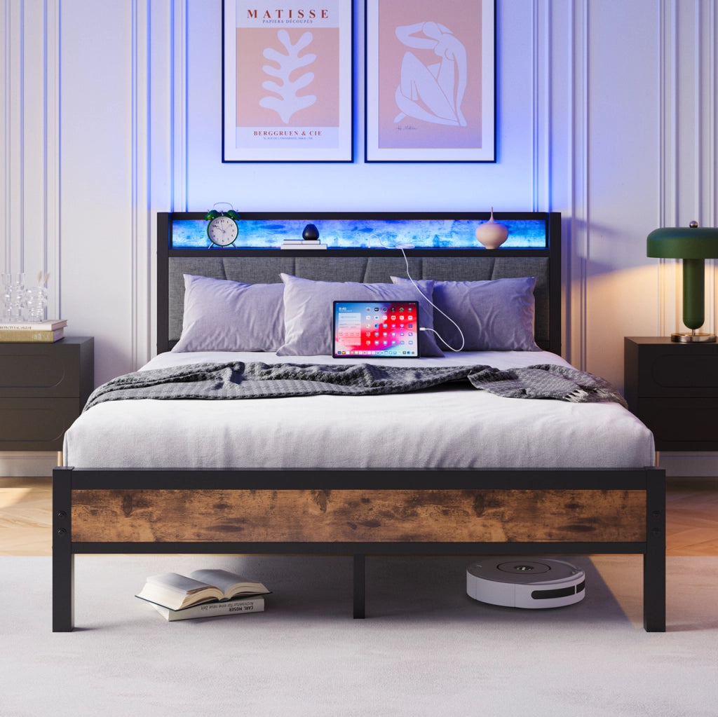 letto in mdf e metallo antico marrone 120 x 200 cm