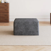Pouf imbottito in velluto a coste grigio scuro