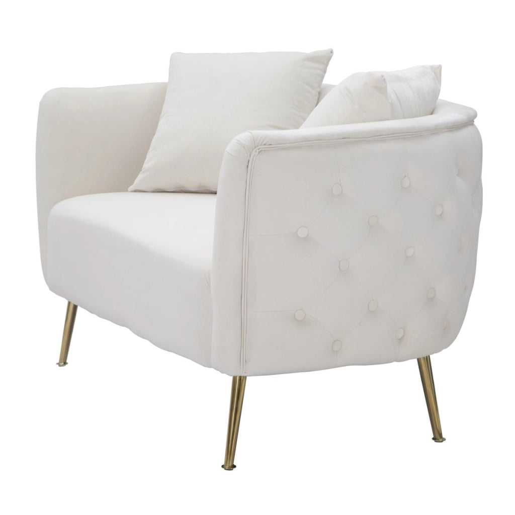 Divano VKH35, Beige, Metallo, 127x74x71 cm