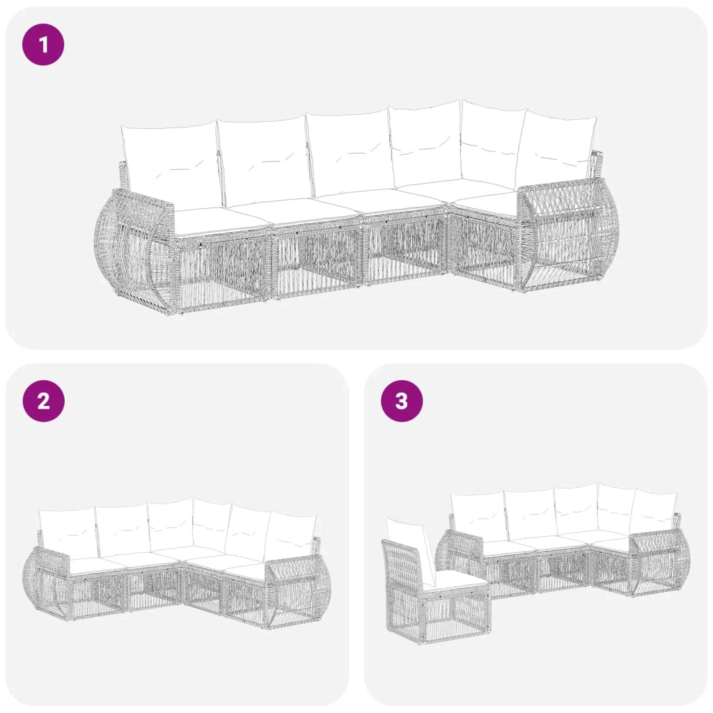 Set Divano da Giardino 5 pz Grigio e Grigio Scuro polyrattan 3435416