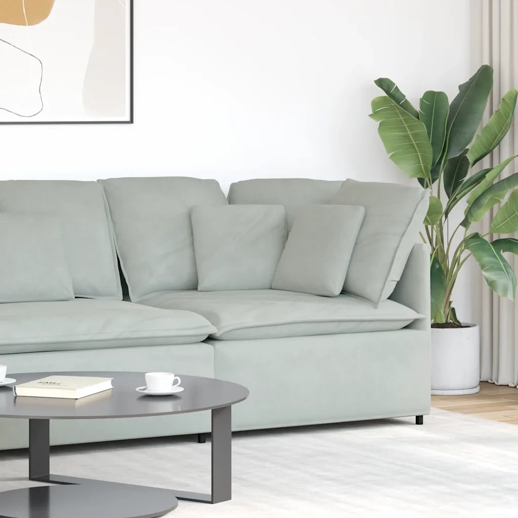 Divano da Giardino-Modulo Angolare Divano Modulare con Cuscini Grigio Chiaro 100cm