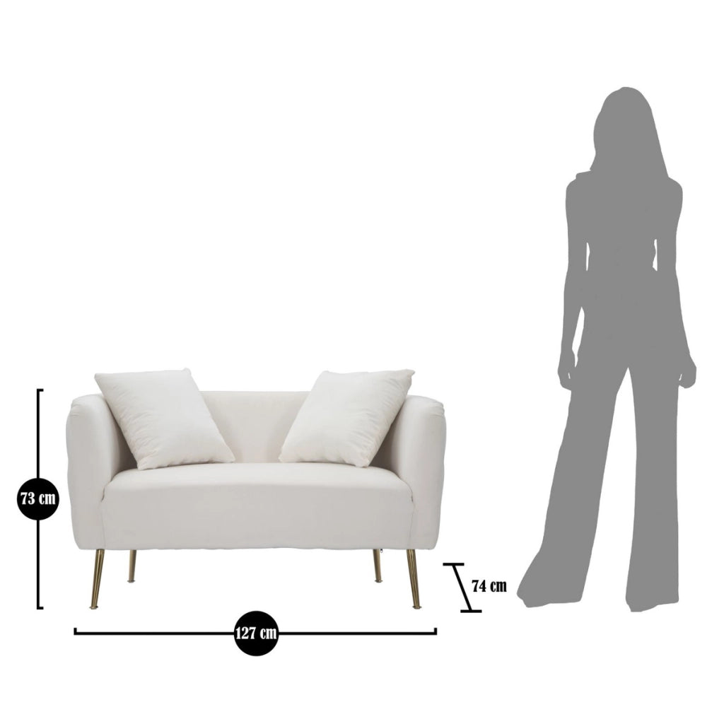 Divano VKH35, Beige, Metallo, 127x74x71 cm