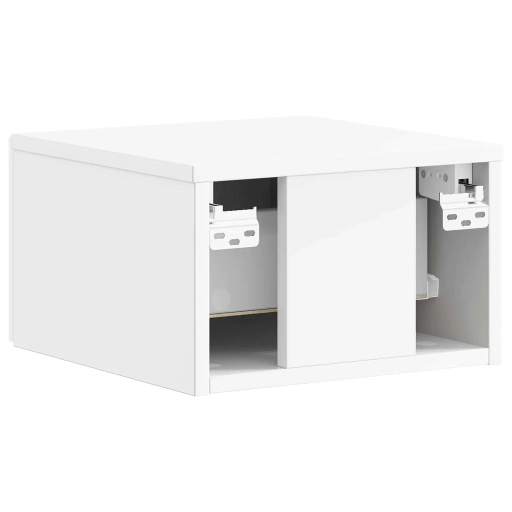 Set di 2 Comodini | Armadio da Notte | Mobiletto da notte a muro Bianco Lucido 34,5 x 33 x 20 cm