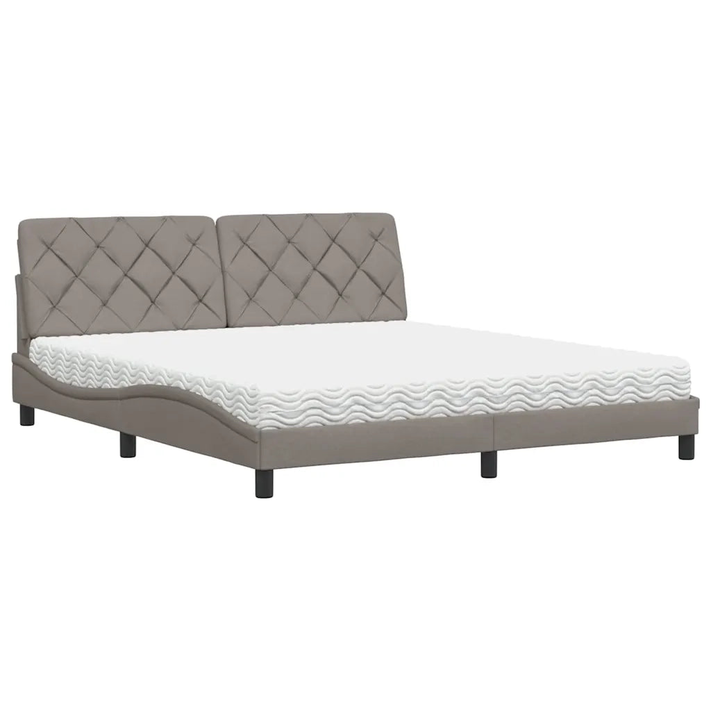 Letto con Materasso Tortora 180x200 cm in Tessuto