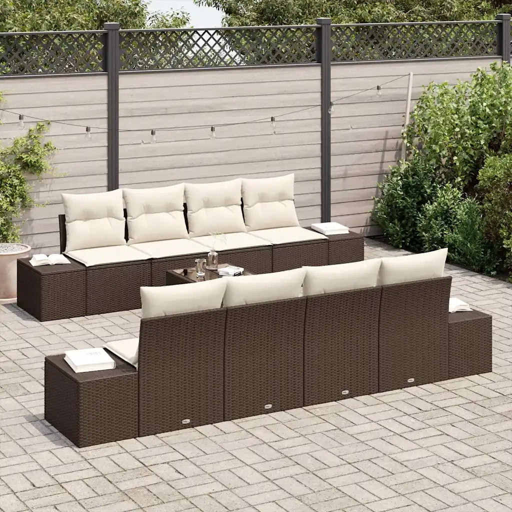 Set Divano da Giardino 7 pcs Marrone e crema polyrattan 3346988