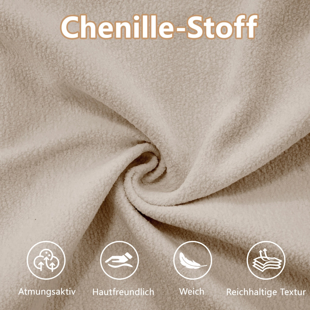 Divano modulare in chenille con ottoman mobili; caffè chiaro