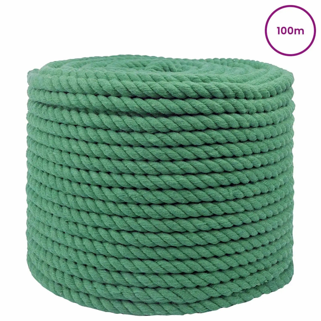 Corda di Cotone 14 mm 100 m Verde 100% Cotone 42011966