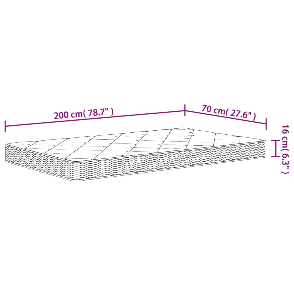 Materasso in Schiuma Mediamente Morbido 70x200 cm 373040
