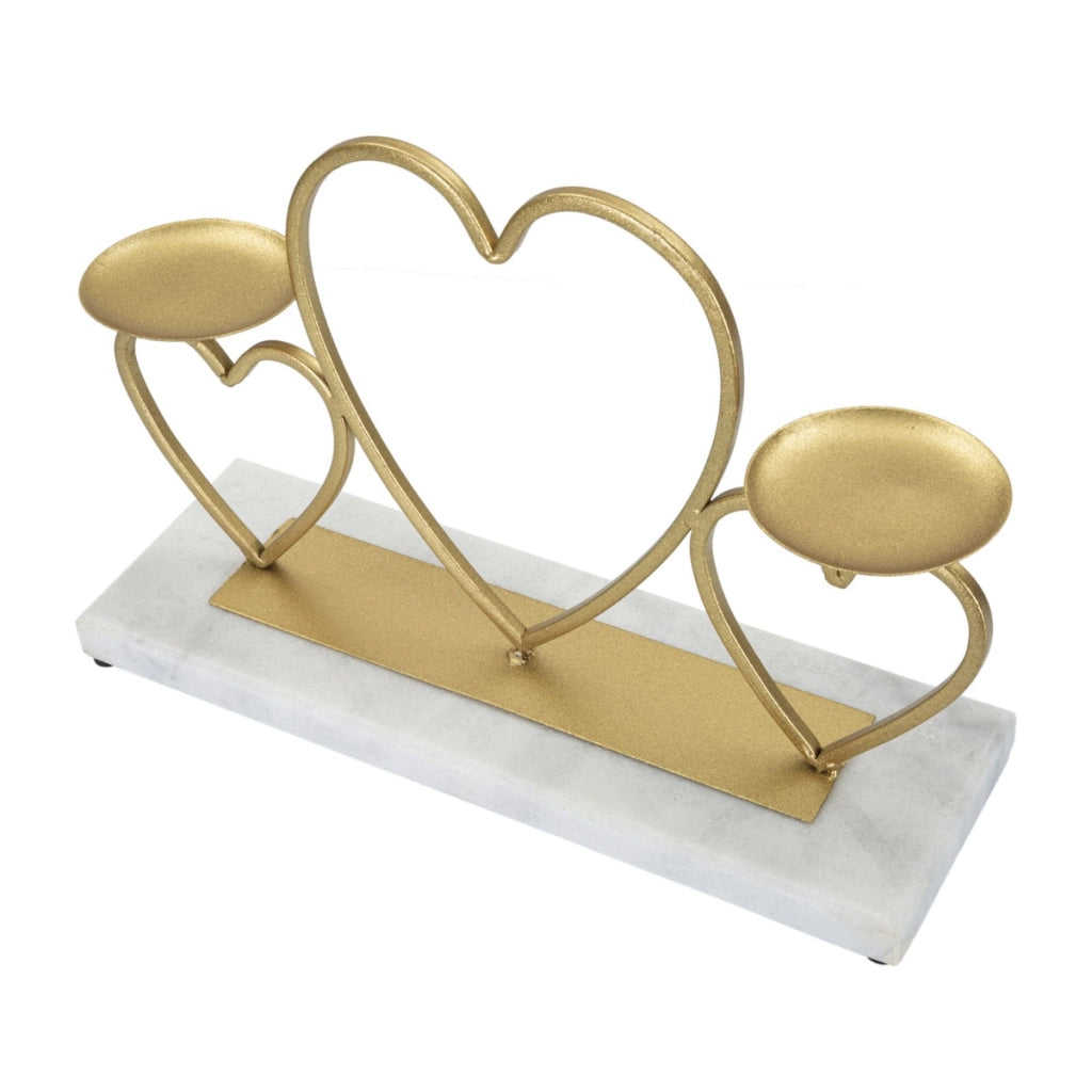 Portacandela VKH338, Oro, Marmo, 30x9x20 cm