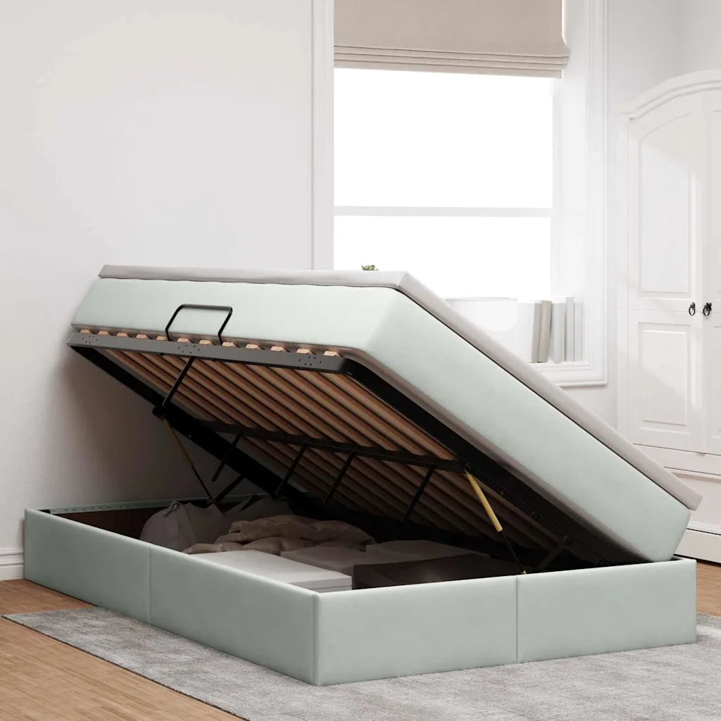 Letto con contenitore e materasso Grigio chiaro 120 x 200 cm 3370293