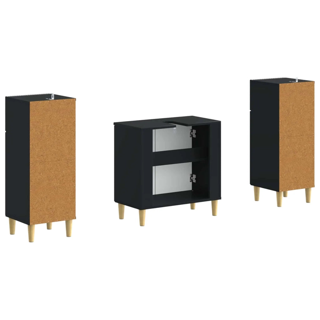 Set di armadietti da bagno in 3 pezzi ARNHEM Nero 3418009