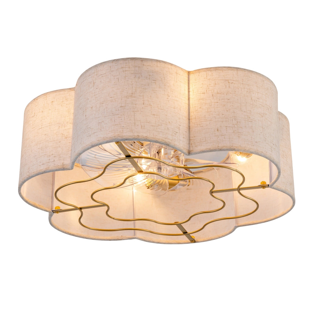 Ventilatore da soffitto con luce a fiore di pruno; 6 velocità; app Bluetooth e telecomando; rame