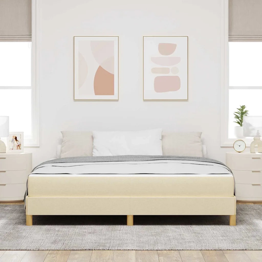 Letto a molle con materasso Crema 180 x 200 cm Tessuto 3398589