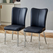 Sedie da Pranzo Modern Design ¨C MINIMAL ¨C Nero, Gambe in Metallo Argento, Set 2 Pezzi