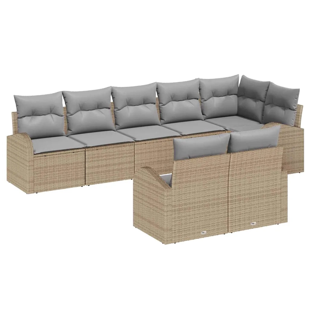 Set Divano da Giardino 8 pcs Beige e Grigio Chiaro polyrattan