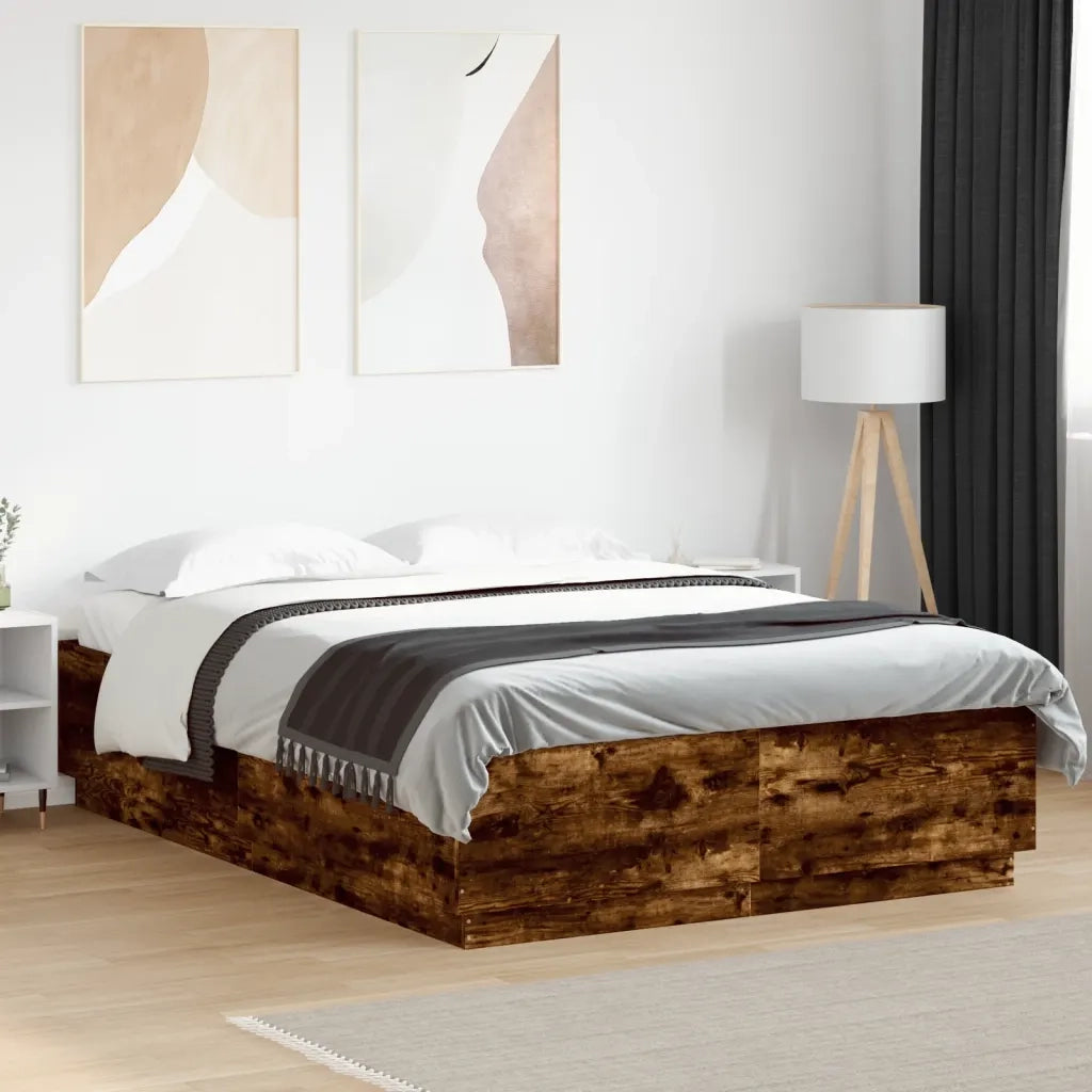 Giroletto con Luci LED Rovere Fumo 140x200 cm Legno Multistrato 3209615