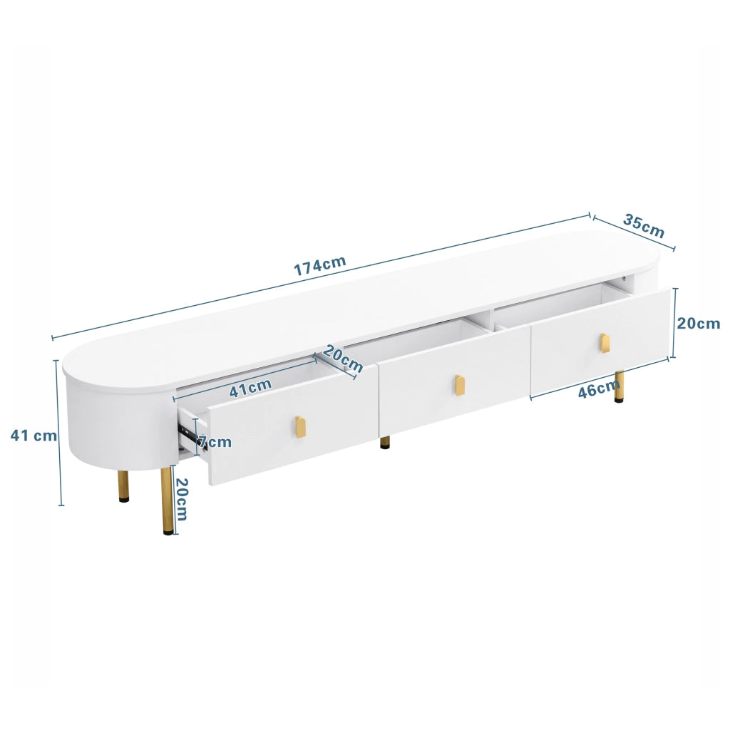Lowboard bianco in MDF lunghezza 174 cm