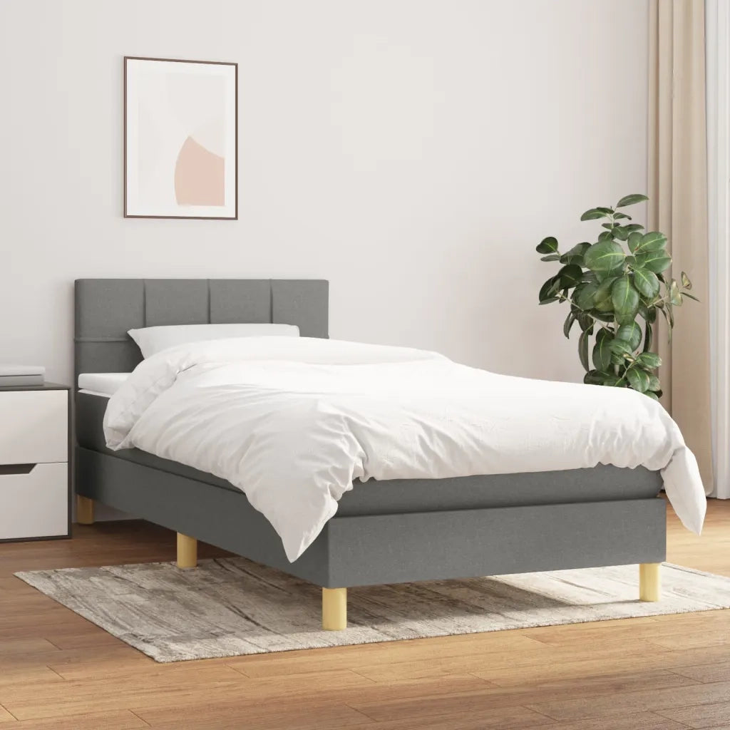 Giroletto a Molle con Materasso-Struttura Letto Grigio Scuro 90x190 cm Tessuto 924703