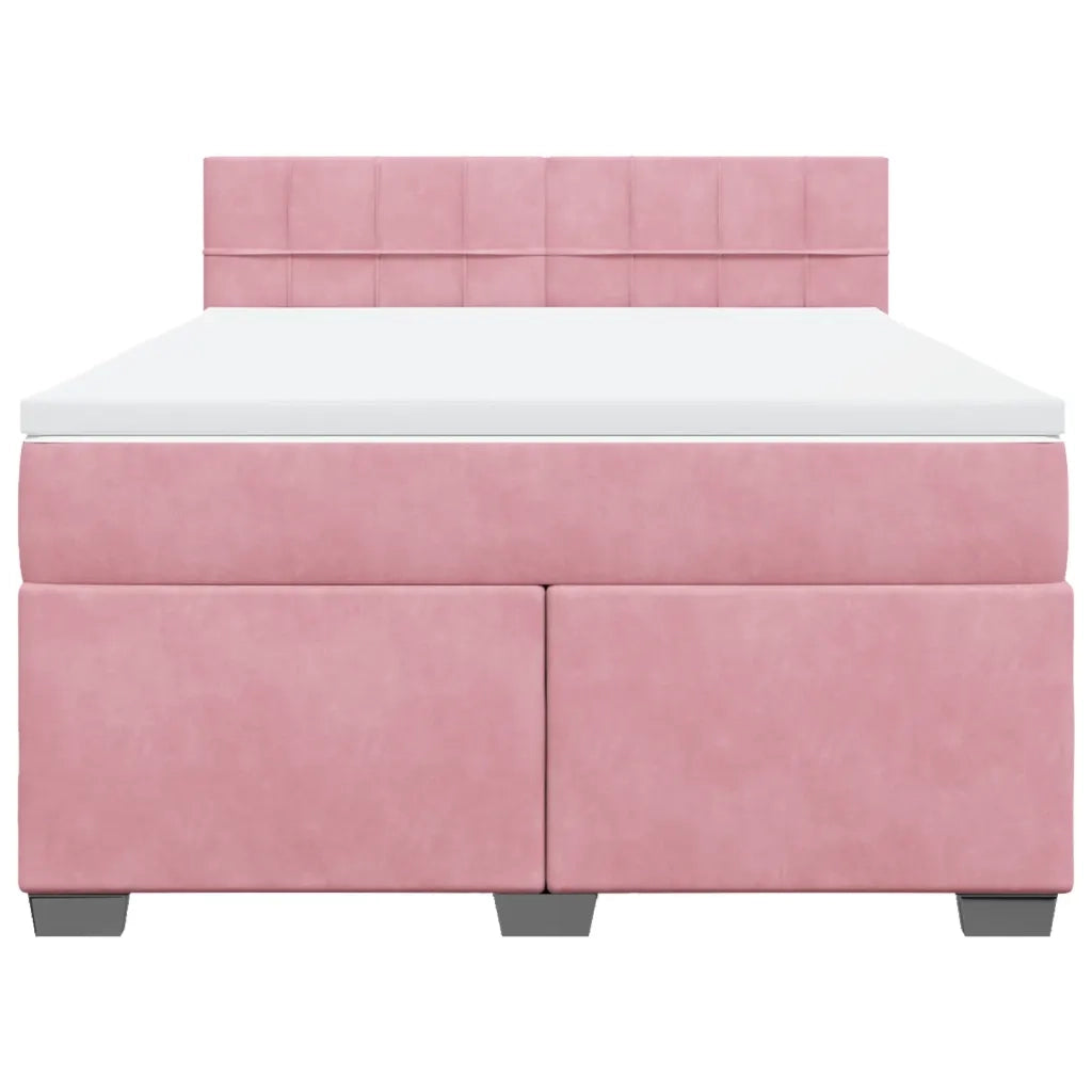 Giroletto a Molle con Materasso Rosa 140x200 cm in Velluto