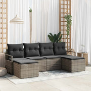 Set di divani con cuscino 6 pcs Grigio polyrattan