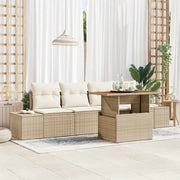 Set Divano da Giardino 5 pcs Beige Poly Rattan