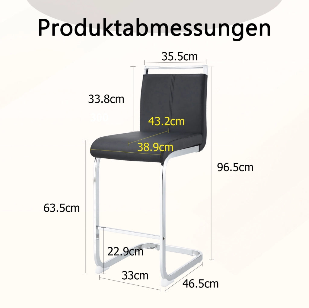 SGABELLO ALTO Set da 2 pezzi 96,5 cm PU Nero e Argento