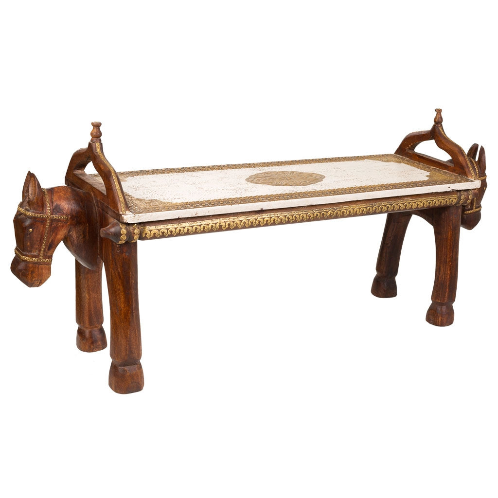 Sgabello in legno e metallo marrone 117x30,5x50h