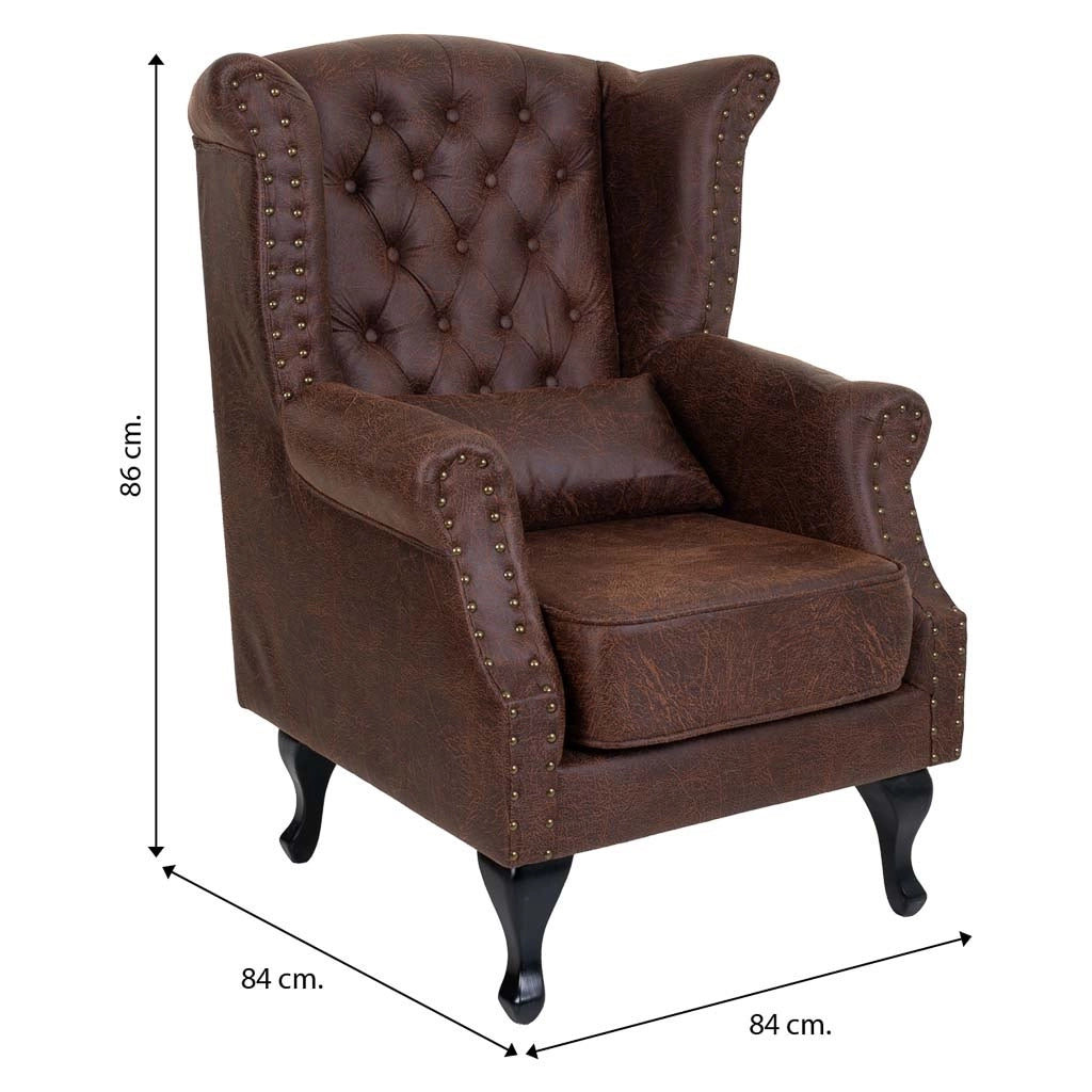 Poltrona in similpelle marrone 84x84x86h