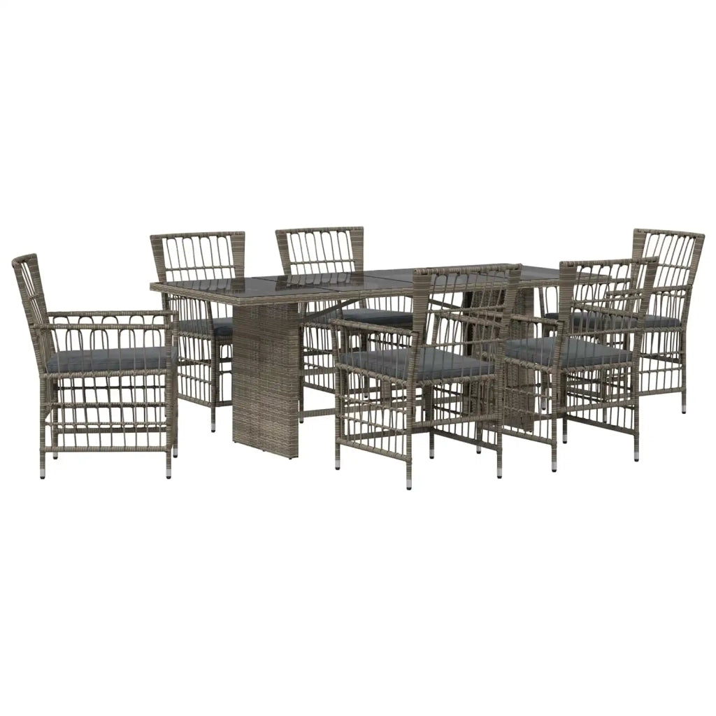 Set da pranzo per esterni 7 pz Grigio polyrattan 3448950