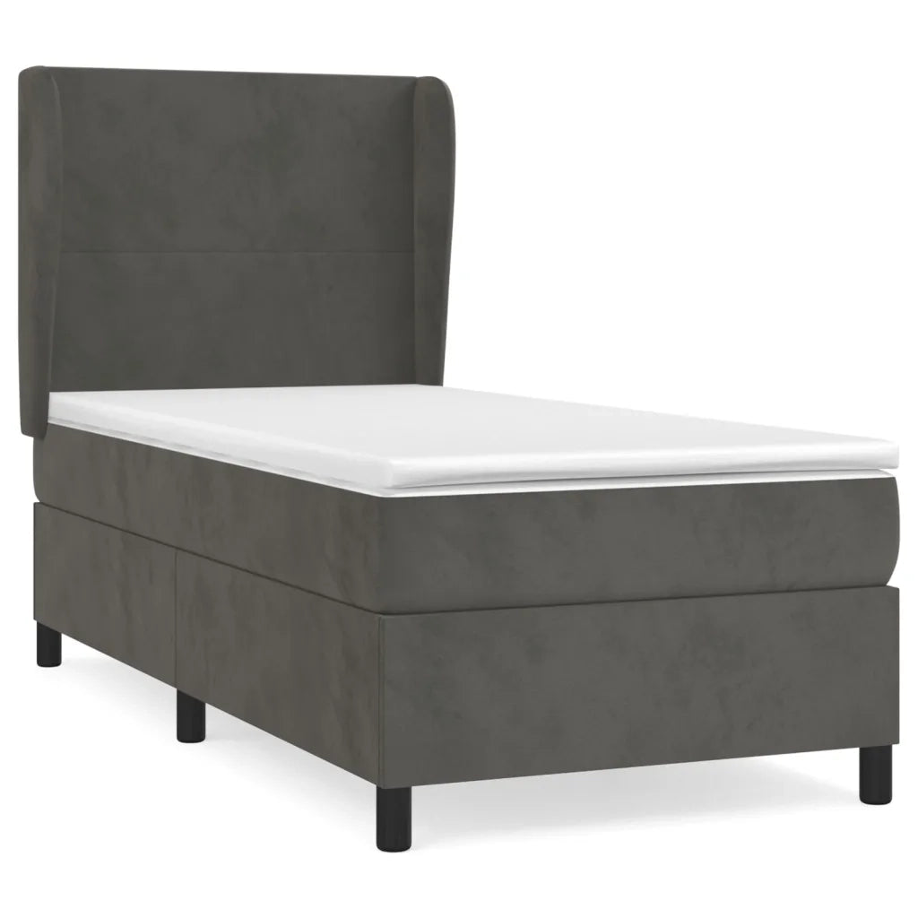 Giroletto a Molle con Materasso-Struttura Letto Grigio Scuro 90x190 cm Velluto 658245