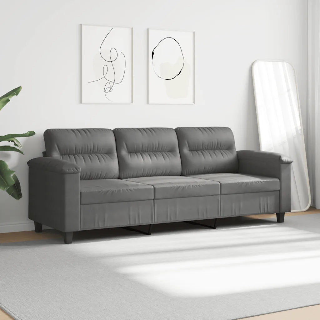 Divano a 3 Posti-Sofa 3 Posti Grigio Scuro 180 cm in Tessuto Microfibra