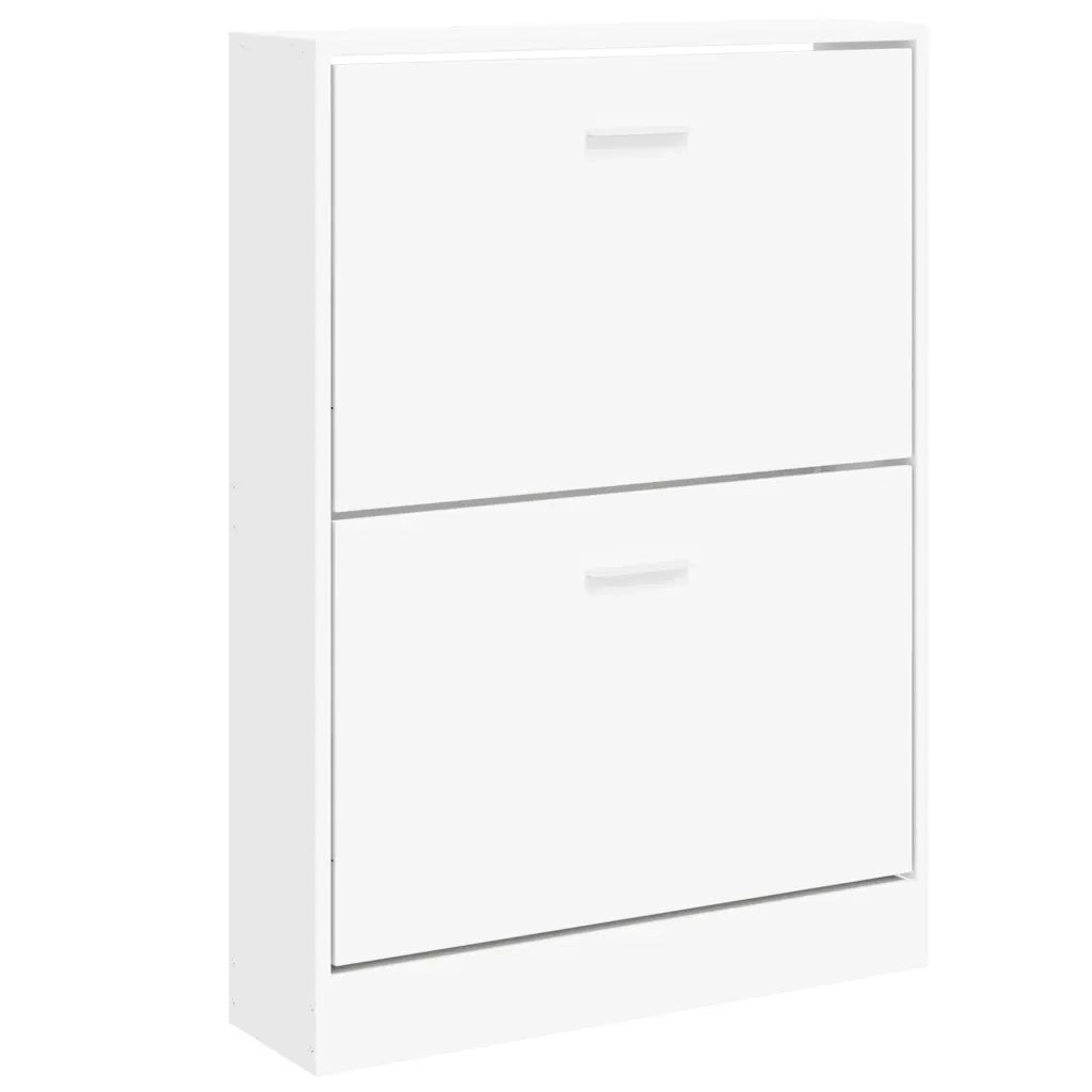 Scarpiera Bianca 59x17x81 cm in Legno Massello di Argilla 342534