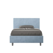 BS COM Letto una piazza e mezza con rete imbottito 110x210 microfibra azzurro
