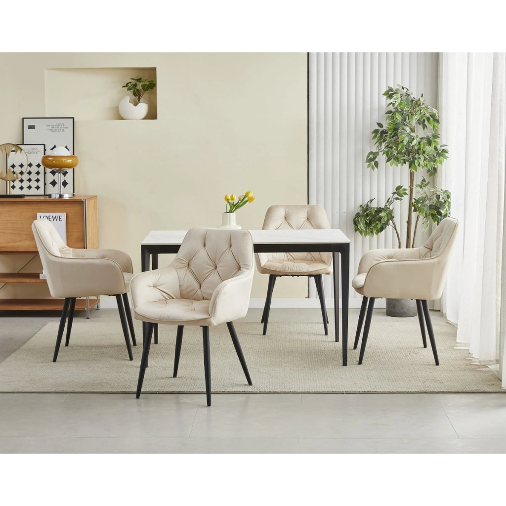 Set di 2 sedie con braccioli Jork in velluto beige