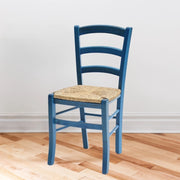 Set 2 sedie in legno di faggio con seduta paglia Venezia colore anilina celeste