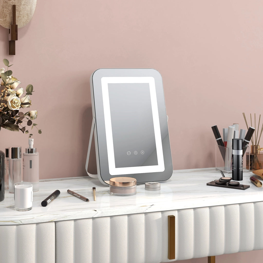 Specchio Trucco con Luci Regolabili ¨C zephmum ¨C Bianco, 31x41.5x3cm