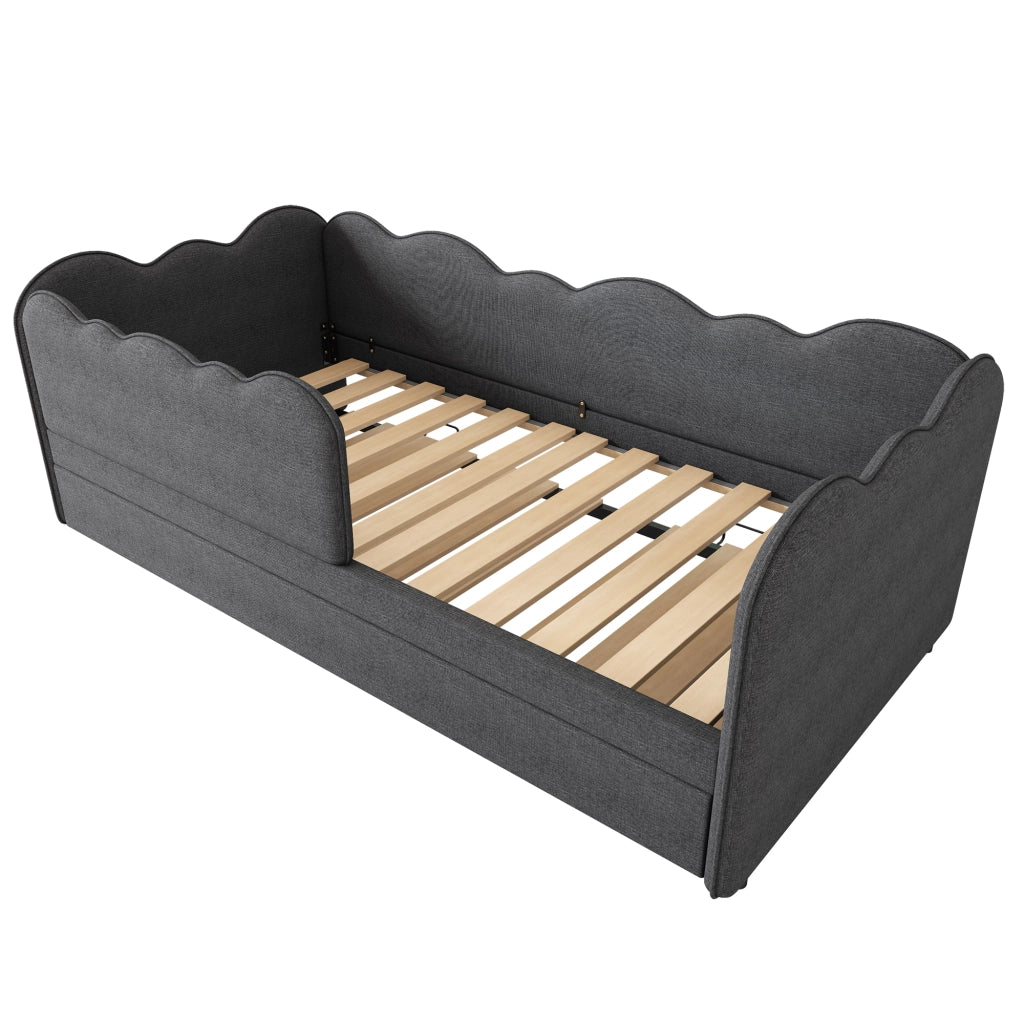 Letto imbottito grigio 90x190 cm con letto estraibile