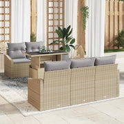 Set Divano da Giardino 6 pcs Beige e Grigio Chiaro polyrattan