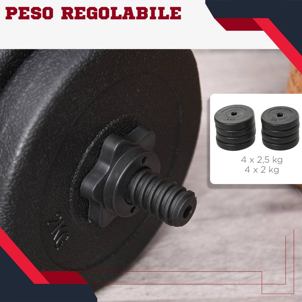 Set Manubri 20kg con 8 Dischi ¨C Xylo ¨C 4x2.5kg + 4x2kg, ?25mm