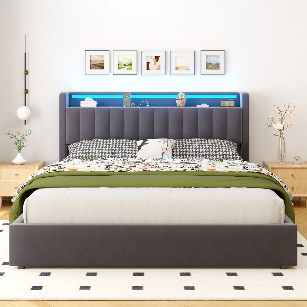 Letto contenitore 180x200 cm, colore grigio