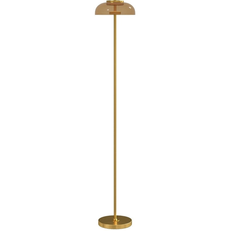 Lampada da Terra LED per Soggiorno in Ottone con Luce Calda 3000K, Interruttore a Pedale, 25x25x134 cm